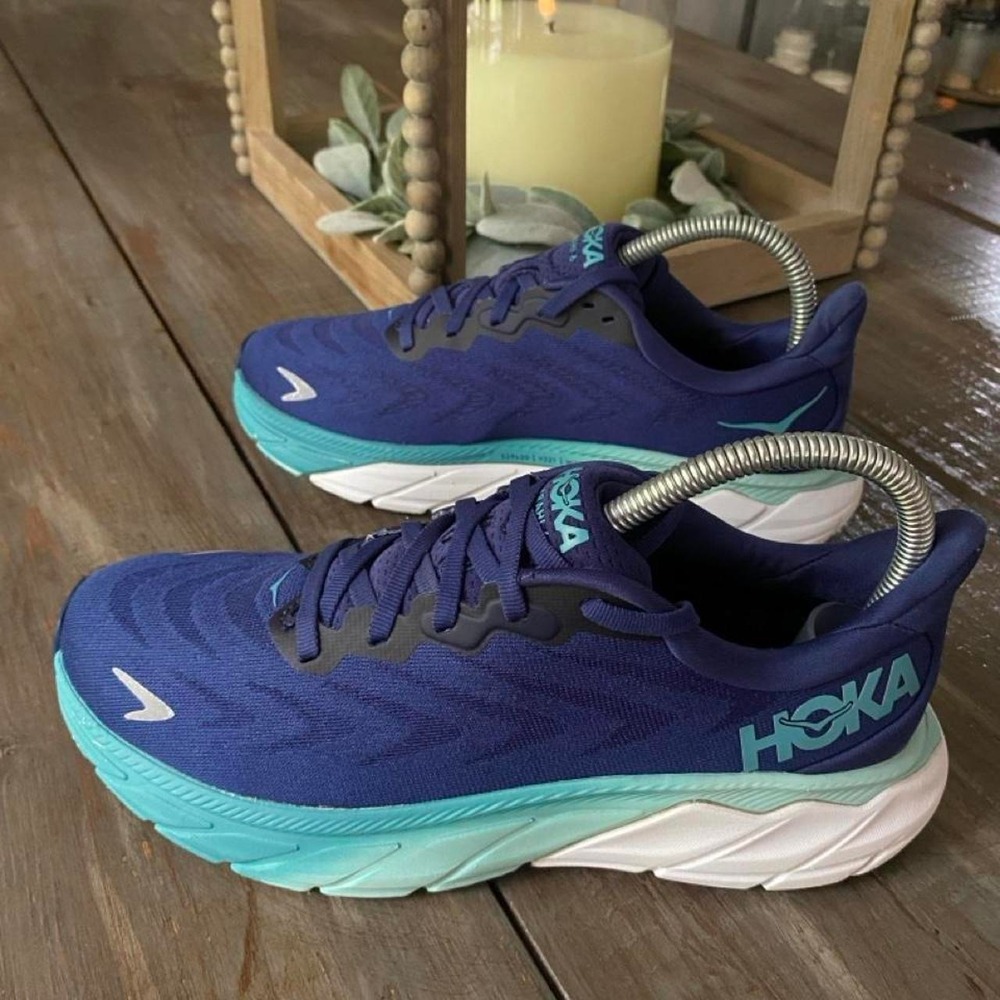 HOKA Arahi 6 Athletic Running Walking Sneakers Trail Shoes Womens 7.5B Blue Pink
